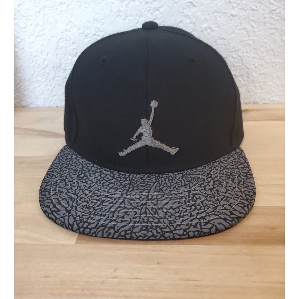 Jordan Youth Snapback Hat Black Grey Elephant Print Jumpman Cap 1923-023